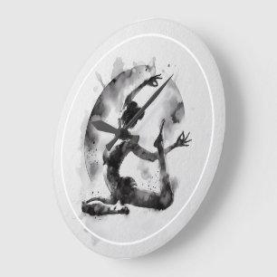 Watercolor Yoga Reiki One-Legged Kung Pigeon Pose Stor Klocka