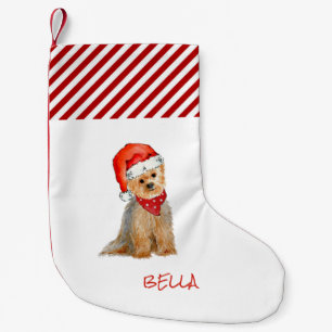 Watercolor Yorkie i Santa hat Liten Julstrumpa