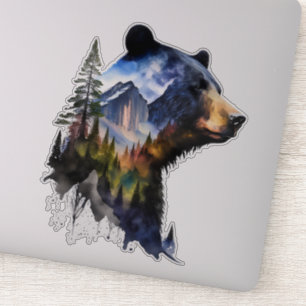 Watercolor Yosemite Black Bear Klistermärken