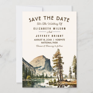 Watercolor Yosemite National Park Bröllop Ca US I Inbjudningar