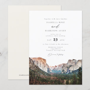 Watercolor Yosemite nationalpark Skyline Bröllop Inbjudningar