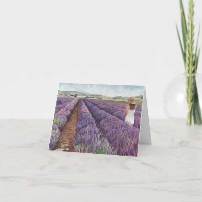 Watercolor Young Living Mona, Utah Lavender Farm Anteckningskort (Framsida)