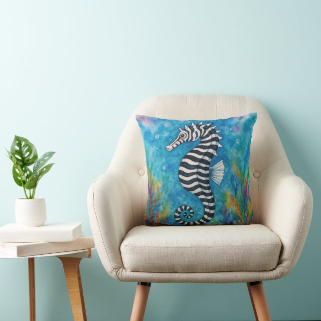Watercolor Zebra Seahorse Kudde (Stol)