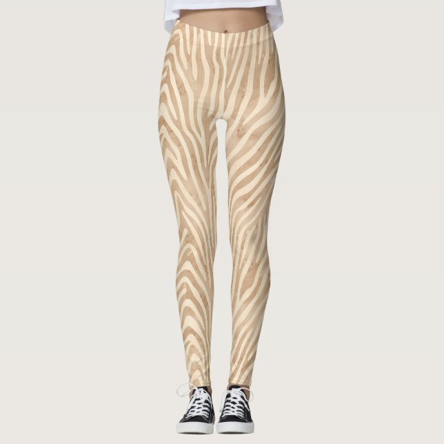 Watercolor Zebra tryck Leggings (Framsida)