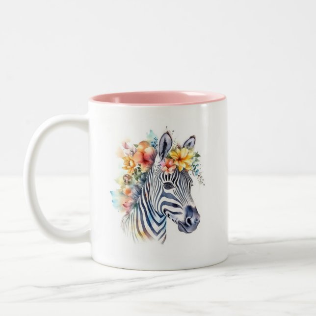 Watercolor Zebra Två-Tonad Mugg (Vänster)
