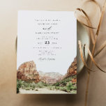 Watercolor Zion nationalpark Bröllop Inbjudningar<br><div class="desc">Den här bröllopsinbjudan innehåller en vattenfärgsmålning av den vackra röda stenen i Zion National Park. Redigera enkelt *de flesta formuleringar* för att uppfylla dina evenemangsbehov. Ändra bakgrunden färg och lägg till ett eget foto på baksidan om du vill.</div>