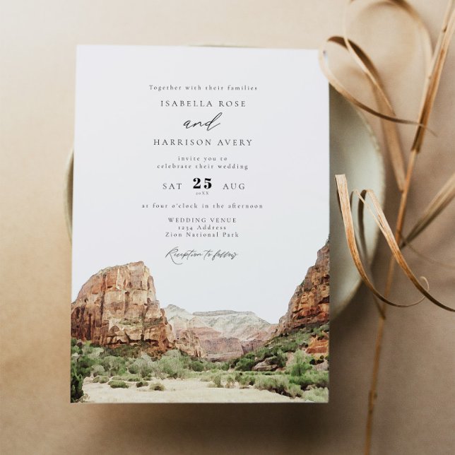 Watercolor Zion nationalpark Bröllop Inbjudningar (Skapare uppladdad)