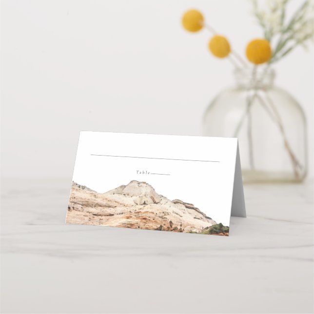 Watercolor Zion nationalpark Guest Namn Placeringskort (Framsida)