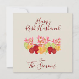 Watercolorblad Äpplen Rosh Hashanah FLAT Kort