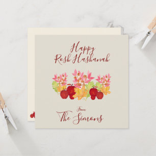Watercolorblad Äpplen Rosh Hashanah FLAT Kort
