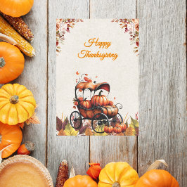 WatercolorCustomizable Vintage Thanksgiving Julkort