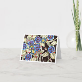 WatercolorFloral Folk Art Notecard Tack Kort
