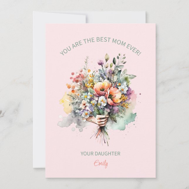 WatercolorFlowers Bouquet för Mamma Inbjudningar (Framsida)