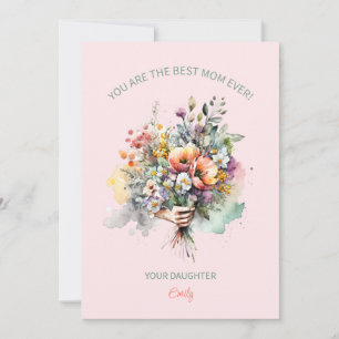 WatercolorFlowers Bouquet för Mamma Inbjudningar