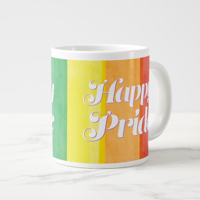 Watercolors Happy Pride Regnbåge Jumbo Mugg (Framsida höger)