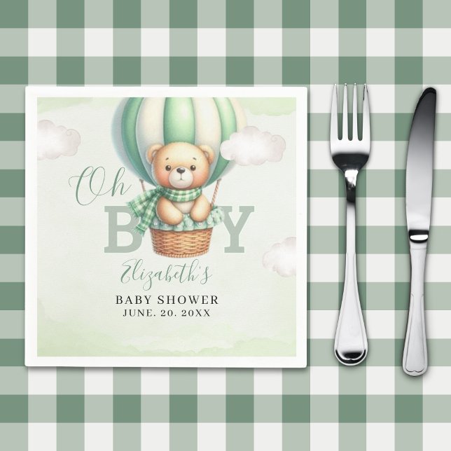 WatercolorTeddy Bear Baby Shower Boy Party Pappersservett (Skapare uppladdad)