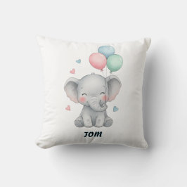 Watercolour Baby Elephant Balloons Gender Neutral  Kudde