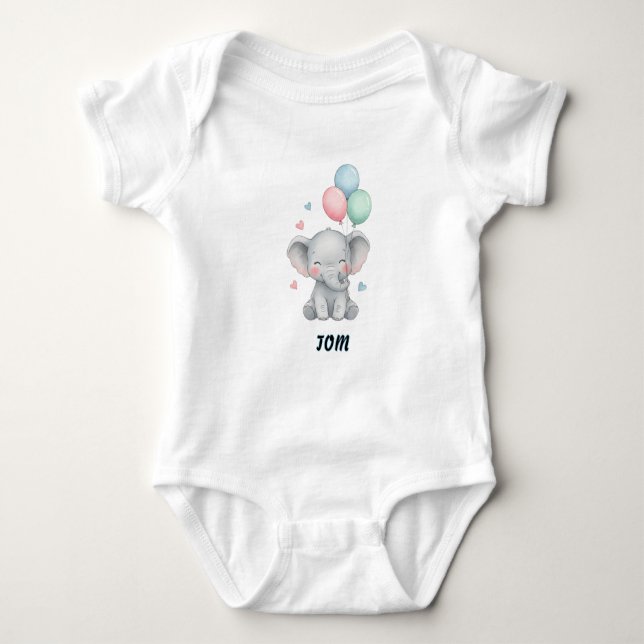 Watercolour Baby Elephant Balloons Gender Neutral  T Shirt (Framsida)