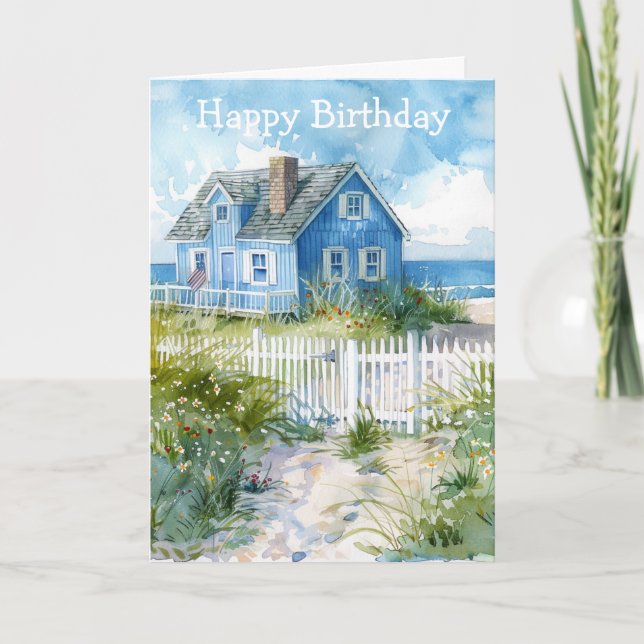 Watercolour Beach Cottage Kort (Framsida)