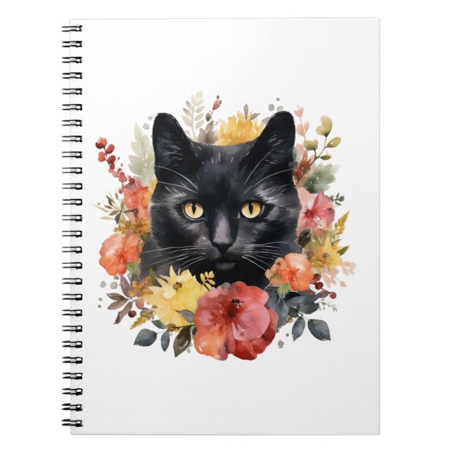 Watercolour Black Cat Anteckningsbok (Framsidan)