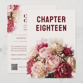 Watercolour Blommor | Elegant Peony 18-årsdag Inbjudningar