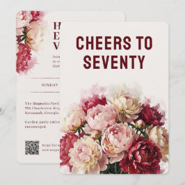 Watercolour Blommor | Elegant Peony 70-årsdag Inbjudningar
