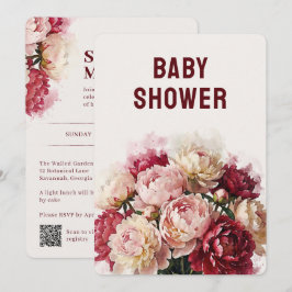 Watercolour Blommor | Elegant Peony Barnkalas Inbjudningar