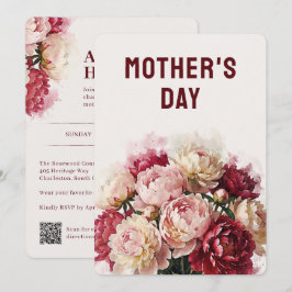 Watercolour Blommor | Elegant Peony Mors Dag Inbjudningar