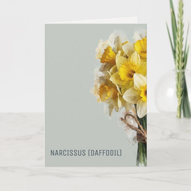 Watercolour Blommor | Påskliljor Rolig Mors Dag Helgkort (Framsida)
