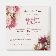Watercolour Blommor | Peony Spara Datum Magnet