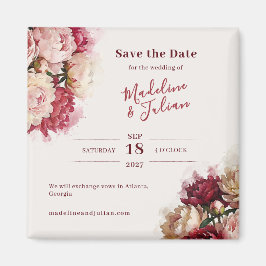 Watercolour Blommor | Peony Spara Datum Magnet