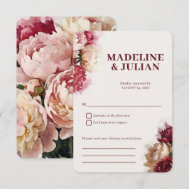 Watercolour Blommor | Romantisk Peony Bröllop OSA Kort