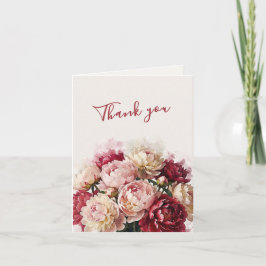 Watercolour Blommor | Romantisk Peony Bröllop Tack Kort