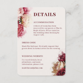Watercolour Blommor | Romantisk Peony Bröllop Tilläggskort