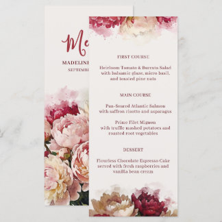 Watercolour Blommor | Romantisk Peony-Mottagning Meny
