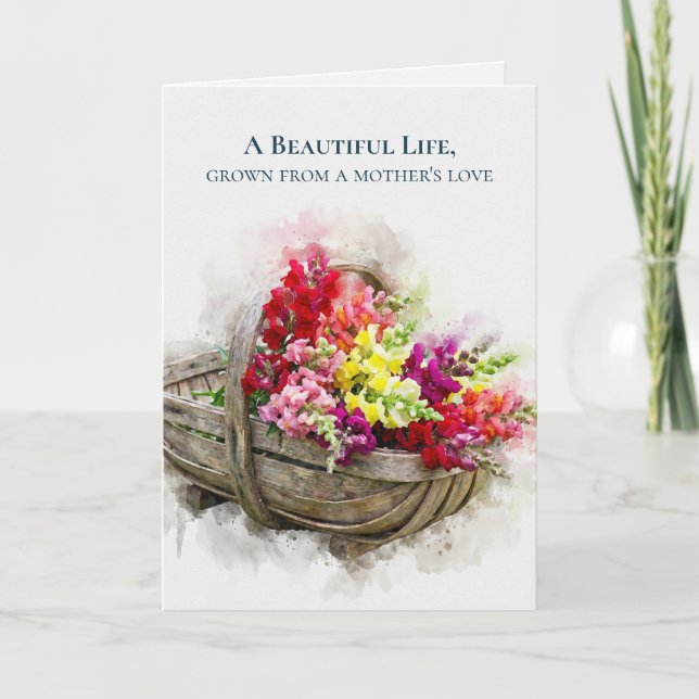 Watercolour Blommor | Snapdragons Mors Dag Helgkort (Framsida)