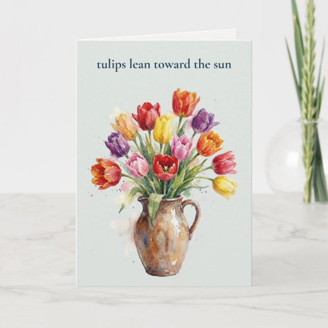Watercolour Blommor | Tulpaner Modern Mors Dag Helgkort (Framsida)