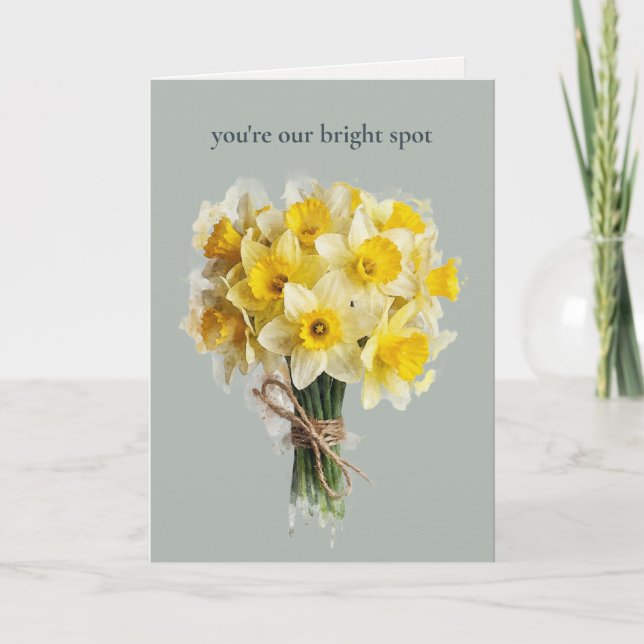Watercolour Blooms | Narciss Modern Mors Dag Helgkort (Framsida)