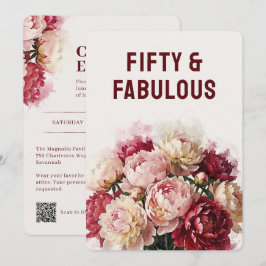 Watercolour Blooms | Peony 50-årsdag Inbjudningar
