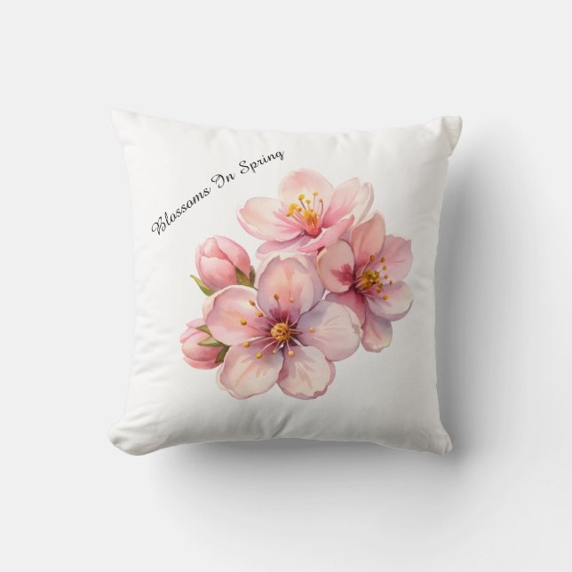 Watercolour Blossoms Spring Custom Pillow Cover  Kudde (Framsida)