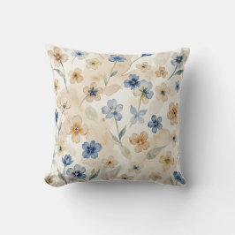 Watercolour Blue and Yellow Floral  Kudde