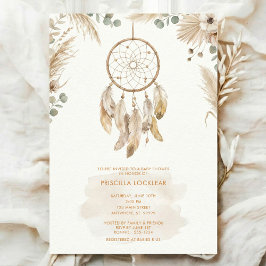watercolour Boho flower Dreamcatcher Baby Shower Inbjudningar