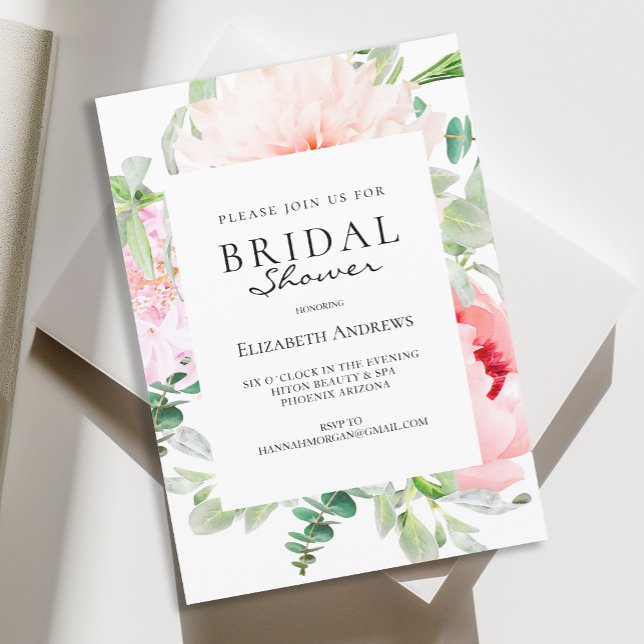 Watercolour Botanical Spring Bridal Shower Inbjudningar (Skapare uppladdad)