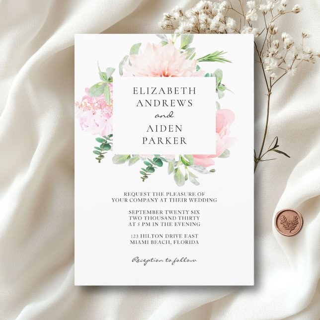 Watercolour Botanical Spring Wedding Collection Inbjudningar (Watercolor Botanical Spring Wedding Collection Invitation. Print & Download available.)
