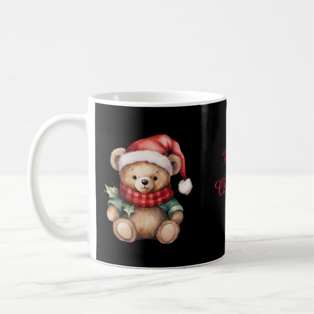 Watercolour Christmas Teddy Bear Kaffemugg (Vänster)