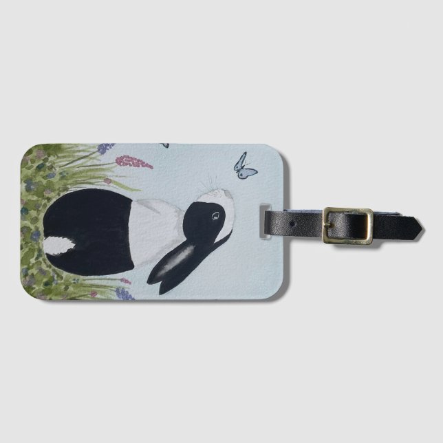 Watercolour Dutch Bunny Rabbit Bagagebricka (Framsida horisontal)