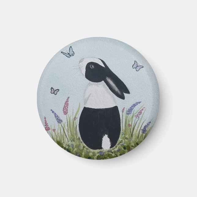 Watercolour Dutch Bunny Rabbit Magnet (Framsidan)