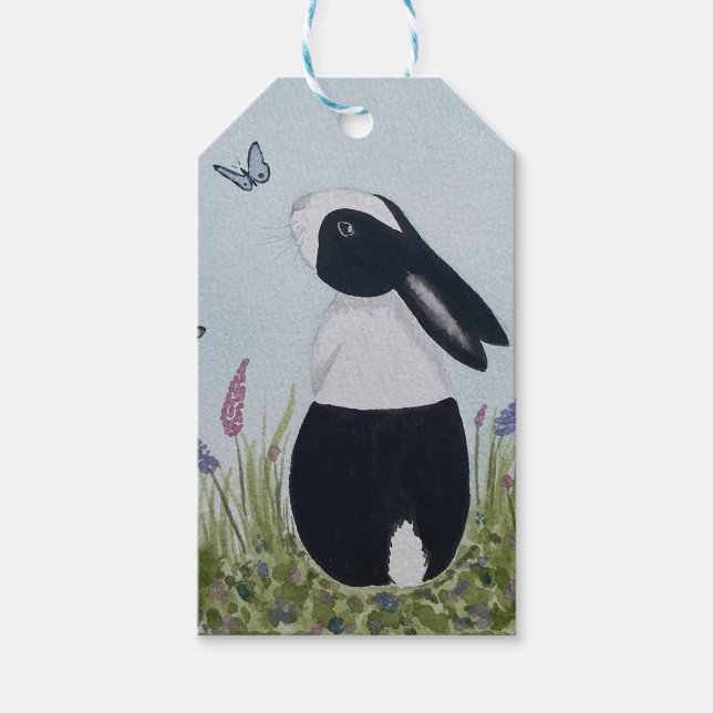 Watercolour Dutch Bunny Rabbit Presentetikett (Framsidan)