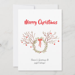Watercolour elegant christmas Flat Greeting Card Kort