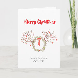 watercolour elegant christmas Folded Greeting Card Kort